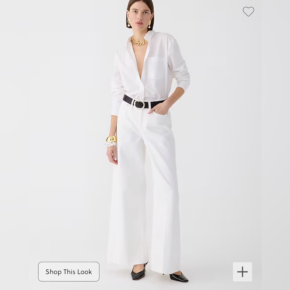 J.Crew High-rise superwide-leg jean in white